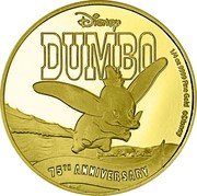 Niue 25 Dollars (Dumbo 75th Anniversary) DISNEY DUMBO 75TH ANNIVERSARY 1/4 OZ 9999 FINE GOLD © DISNEY coin reverse Niue 25 Dollars (Dumbo 75th Anniversary) DISNEY DUMBO 75TH ANNIVERSARY 1/4 OZ 9999 FINE GOLD © DISNEY coin reverse
