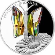 Niue 5 Dollars (Crystal Butterfly) PRO ŠTĚSTÍ GOOD LUCK coin reverse Niue 5 Dollars (Crystal Butterfly) PRO ŠTĚSTÍ GOOD LUCK coin reverse