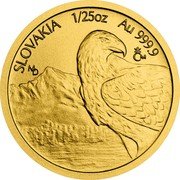 Niue 5 Dollars (Golden Eagle - Elizabeth II) SLOVAKIA 1/25 OZ AU 999.9 MD CM coin reverse Niue 5 Dollars (Golden Eagle - Elizabeth II) SLOVAKIA 1/25 OZ AU 999.9 MD CM coin reverse