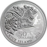 Niue 50 Dollars (Amber Road) UNITED IN DIVERSITY 01.11.1993 ELIZABETH II 50 DOLLARS IRB NIUE ISLAND 2016 coin obverse