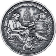 Niue Five Dollars Charles Darwin 2016  Antiqued CHARLES DARWIN 2OZ 999 FINE SILVER coin reverse Niue Five Dollars Charles Darwin 2016  Antiqued CHARLES DARWIN 2OZ 999 FINE SILVER coin reverse