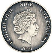 Niue Five Dollars (David Livingstone) ELIZABETH II NIUE FIVE DOLLARS IRB 2016 coin obverse Niue Five Dollars (David Livingstone) ELIZABETH II NIUE FIVE DOLLARS IRB 2016 coin obverse