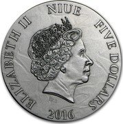 Niue Five Dollars (Metatron) ELIZABETH II NIUE FIVE DOLLARS IRB 2016 coin obverse Niue Five Dollars (Metatron) ELIZABETH II NIUE FIVE DOLLARS IRB 2016 coin obverse