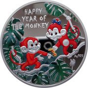 Niue One Dollar (Happy Year of the Monkey) HAPPY YEAR OF THE MONKEY AG925 coin reverse Niue One Dollar (Happy Year of the Monkey) HAPPY YEAR OF THE MONKEY AG925 coin reverse