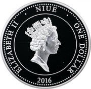 Niue One Dollar (Plenty Year of the Monkey) ELIZABETH II NIUE ONE DOLLAR 2016 coin obverse Niue One Dollar (Plenty Year of the Monkey) ELIZABETH II NIUE ONE DOLLAR 2016 coin obverse
