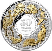 Niue Ten Dollars (50 Years of the Australian Decimal Currency) AUSTRALIAN DECIMAL CURRENCY 50 YEARS 1966 coin reverse Niue Ten Dollars (50 Years of the Australian Decimal Currency) AUSTRALIAN DECIMAL CURRENCY 50 YEARS 1966 coin reverse