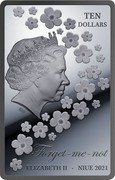 Niue Ten Dollars (Lady Diana) TEN DOLLARS IRB FORGET ME NOT ELIZABETH II NIUE 2021 coin obverse Niue Ten Dollars (Lady Diana) TEN DOLLARS IRB FORGET ME NOT ELIZABETH II NIUE 2021 coin obverse