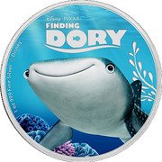 Niue Two Dollars (Destiny) DISNEY PIXAR FINDING DORY 1 OZ 999 FINE SILVER © DISNEY coin reverse