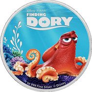 Niue Two Dollars (Hank) DISNEY PIXAR FINDING DORY 1 OZ 999 FINE SILVER © DISNEY coin reverse