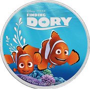 Niue Two Dollars (Marlin and Nemo) DISNEY PIXAR FINDING DORY 1 OZ 999 FINE SILVER © DISNEY coin reverse