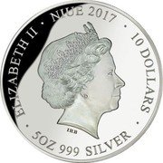 Niue 10 Dollars (Middle East) ELIZABETH II NIUE 2017 10 DOLLARS IRB 5 OZ 999 SILVER coin obverse Niue 10 Dollars (Middle East) ELIZABETH II NIUE 2017 10 DOLLARS IRB 5 OZ 999 SILVER coin obverse