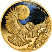Niue 100 Dollars (Powerful Owl) POWERFUL OWL coin reverse