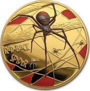 Niue 100 Dollars Red Back Spider. Coloured 2018  Proof RED-BACK SPIDER coin reverse