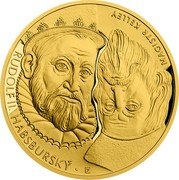 Niue 100 Dollars (Rudolf II & Edward Kelley) RUDOLF II. HABSBURKSÝ FZ MAGISTR KELLEY coin reverse