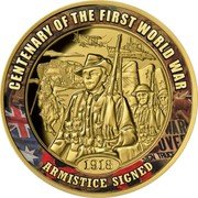 Niue 100 Dollars (WWI Centenary. Armistice Signed) CENTENARY OF THE FIRST WORLD WAR 1918 ARMISTICE SIGNED coin reverse