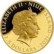 Niue 2.5 Dollars Stanislaw II August 2021  Proof ELIZABETH II NIUE ISLAND IRB 2.5 DOLLARS 2021 coin obverse Niue 2.5 Dollars Stanislaw II August 2021  Proof ELIZABETH II NIUE ISLAND IRB 2.5 DOLLARS 2021 coin obverse