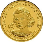Niue 2 Dollars 50 Cents Grace Kelly 2017  BU PRINCESS GRACE OF MONACO 1929-1982 35TH ANNIV. 1/2 G .9999 FINEST GOLD coin reverse Niue 2 Dollars 50 Cents Grace Kelly 2017  BU PRINCESS GRACE OF MONACO 1929-1982 35TH ANNIV. 1/2 G .9999 FINEST GOLD coin reverse