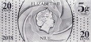 Niue 20 Cents Year of the Dog 2018  BU 20 CENTS ELIZABETH II 5G AG .999 IRB 2018 NIUE 20 CENTS coin obverse Niue 20 Cents Year of the Dog 2018  BU 20 CENTS ELIZABETH II 5G AG .999 IRB 2018 NIUE 20 CENTS coin obverse