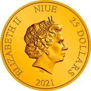 Niue 25 Dollars (Dobby the House Elf) ELIZABETH II NIUE 25 DOLLARS IRB 2021 coin obverse Niue 25 Dollars (Dobby the House Elf) ELIZABETH II NIUE 25 DOLLARS IRB 2021 coin obverse