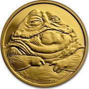 Niue 25 Dollars (Jabba the Hutt) 1/4 OZ 9999 FINE GOLD © & TM LUCASFILM coin reverse