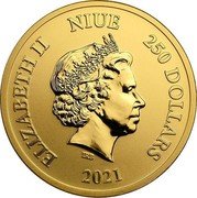 Niue 250 Dollars (Aku Ankka) ELIZABETH II NIUE 250 DOLLARS IRB 2021 coin obverse Niue 250 Dollars (Aku Ankka) ELIZABETH II NIUE 250 DOLLARS IRB 2021 coin obverse