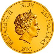 Niue 250 Dollars (Elizabeth II Anakin Skywalker) ELIZABETH II NIUE 250 DOLLARS IRB 2021 coin obverse Niue 250 Dollars (Elizabeth II Anakin Skywalker) ELIZABETH II NIUE 250 DOLLARS IRB 2021 coin obverse