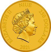 Niue 250 Dollars (Elizabeth II Millennium Falcon) ELIZABETH II NIUE 250 DOLLARS IRB 2021 coin obverse Niue 250 Dollars (Elizabeth II Millennium Falcon) ELIZABETH II NIUE 250 DOLLARS IRB 2021 coin obverse