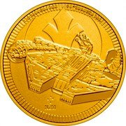 Niue 250 Dollars (Elizabeth II Millennium Falcon) 1 OZ 9999 FINE GOLD © & TM LUCASFILM LTD NZM coin reverse Niue 250 Dollars (Elizabeth II Millennium Falcon) 1 OZ 9999 FINE GOLD © & TM LUCASFILM LTD NZM coin reverse