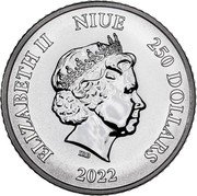 Niue 250 Dollars Elizabeth II Roaring Lion 2022 Proof. ALL YOUR WORDS ARE TRUE on reverse ELIZABETH II NIUE 250 DOLLARS IRB 202 coin obverse Niue 250 Dollars Elizabeth II Roaring Lion 2022 Proof. ALL YOUR WORDS ARE TRUE on reverse ELIZABETH II NIUE 250 DOLLARS IRB 202 coin obverse