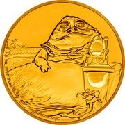 Niue 250 Dollars (Jabba The Hutt) 1 OZ 9999 FINE GOLD © & TM LUCASFILM coin reverse