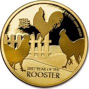 Niue 250 Dollars (Lunar Rooster) 雞 1 OZ 9999 FINE GOLD 2017 YEAR OF THE ROOSTER coin reverse Niue 250 Dollars (Lunar Rooster) 雞 1 OZ 9999 FINE GOLD 2017 YEAR OF THE ROOSTER coin reverse