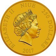 Niue 250 Dollars (Steamboat Willie) ELIZABETH II NIUE 250 DOLLARS IRB 2017 coin obverse Niue 250 Dollars (Steamboat Willie) ELIZABETH II NIUE 250 DOLLARS IRB 2017 coin obverse
