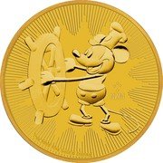 Niue 250 Dollars (Steamboat Willie) NZM 1 OZ 9999 FINE GOLD © DISNEY coin reverse Niue 250 Dollars (Steamboat Willie) NZM 1 OZ 9999 FINE GOLD © DISNEY coin reverse