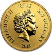 Niue 250 Dollars (Year of the Dog) ELIZABETH II NIUE 250 DOLLARS IRB 2018 coin obverse Niue 250 Dollars (Year of the Dog) ELIZABETH II NIUE 250 DOLLARS IRB 2018 coin obverse