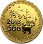 Niue 250 Dollars (Year of the Dog) 狗 2018 YEAR OF THE DOG 1 OZ 9999 FINE GOLD coin reverse Niue 250 Dollars (Year of the Dog) 狗 2018 YEAR OF THE DOG 1 OZ 9999 FINE GOLD coin reverse