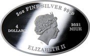 Niue 4 Dollars Saracens 2021  2 OZ FINE SILVER 9999 4 2021 DOLLARS NIUE IRB ELIZABETH II coin obverse