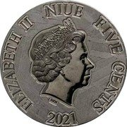 Niue Five Cents Encrinus Liliiformis 2021  UNC ELIZABETH II NIUE FIVE CENTS IRB 2021 coin obverse