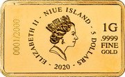Niue 5 Dollars (Baby Lion) ELIZABETH II NIUE ISLAND 5 DOLLARS 2020 1G .9999 FINE GOLD coin obverse