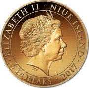 Niue 5 Dollars (John F. Kennedy) ELIZABETH II NIUE ISLAND IRB 5 DOLLARS 2017 coin obverse Niue 5 Dollars (John F. Kennedy) ELIZABETH II NIUE ISLAND IRB 5 DOLLARS 2017 coin obverse