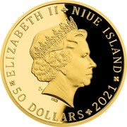 Niue 50 Dollars (Amelia Earhart) ELIZABETH II NIUE ISLAND CM IRB 50 DOLLARS 2021 coin obverse Niue 50 Dollars (Amelia Earhart) ELIZABETH II NIUE ISLAND CM IRB 50 DOLLARS 2021 coin obverse