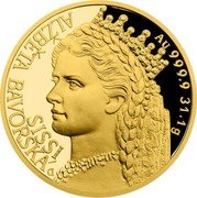 Niue 50 Dollars (Elisabeth of Austria) SISSI ALŽBĚTA BAVORSKÁ AU 999.9 31.1G coin reverse Niue 50 Dollars (Elisabeth of Austria) SISSI ALŽBĚTA BAVORSKÁ AU 999.9 31.1G coin reverse