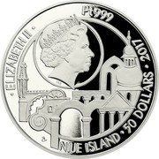 Niue 50 Dollars Historic Centre of Czech Krumlov 2017 CM Proof ELIZABETH II PT 999 IRB CM NIUE ISLAND 50 DOLLARS 2017 coin obverse Niue 50 Dollars Historic Centre of Czech Krumlov 2017 CM Proof ELIZABETH II PT 999 IRB CM NIUE ISLAND 50 DOLLARS 2017 coin obverse