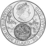 Niue 80 Dollars (Charles University) IRB 1000 G AG 999 ELIZABETH II NIUE ISLAND 80 DOLLARS 2018 coin obverse Niue 80 Dollars (Charles University) IRB 1000 G AG 999 ELIZABETH II NIUE ISLAND 80 DOLLARS 2018 coin obverse