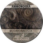 Niue Five Cents (Ammonoidea) AMMONOIDEA MUONIONALUSTA .999 METEORITE coin reverse