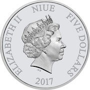 Niue Five Dollars Darth Vader ND (2017)  Proof ELIZABETH II NIUE FIVE DOLLARS IRB 2017 coin obverse Niue Five Dollars Darth Vader ND (2017)  Proof ELIZABETH II NIUE FIVE DOLLARS IRB 2017 coin obverse