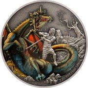 Niue Five Dollars Fafnir 2020  2 OZ 999 FINE SILVER coin reverse