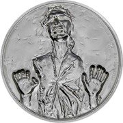 Niue Five Dollars Han Solo 2017  Proof 2 OZ 999 FINE SILVER © & TM LUCASFILM LTD. coin reverse Niue Five Dollars Han Solo 2017  Proof 2 OZ 999 FINE SILVER © & TM LUCASFILM LTD. coin reverse