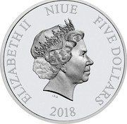 Niue Five Dollars (Star Wars. Yoda) ELIZABETH II NIUE FIVE DOLLARS IRB 2018 coin obverse Niue Five Dollars (Star Wars. Yoda) ELIZABETH II NIUE FIVE DOLLARS IRB 2018 coin obverse