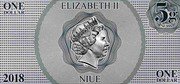 Niue One Dollar (Aurora) ONE DOLLAR ELIZABETH II 5G AG.999 IRB 2018 NIUE ONE DOLLAR coin obverse