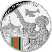 Niue One Dollar (Bombing of Darwin) BOMBING OF DARWIN - 1942 WWII AUSTRALIA coin reverse Niue One Dollar (Bombing of Darwin) BOMBING OF DARWIN - 1942 WWII AUSTRALIA coin reverse